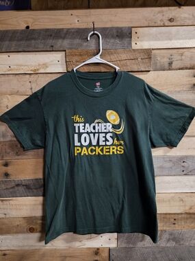 Hanes Dark Green Tee with Red Logo